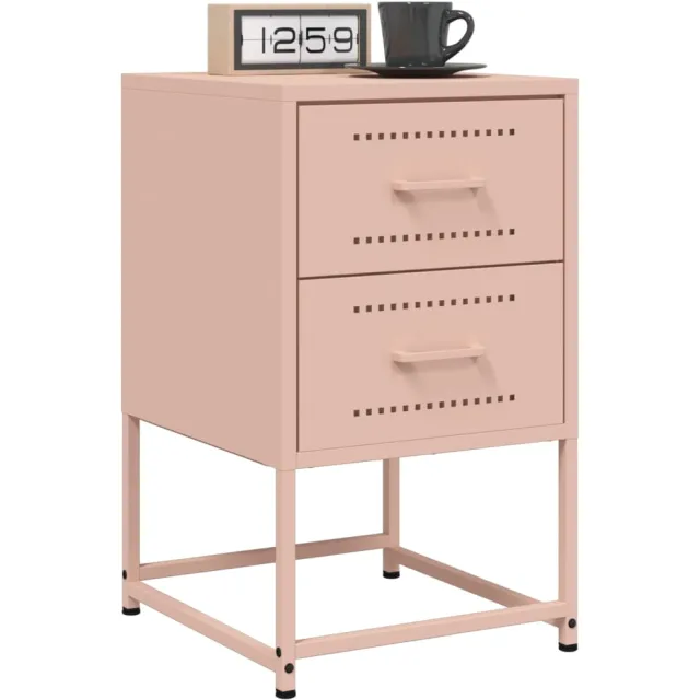 vidaXL Nachtkastjes 2 st 36x39x60,5 cm staal roze