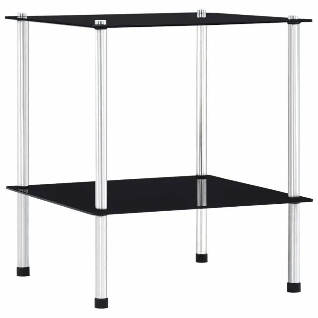 vidaXL Kastje 2-laags 40x40x47 cm gehard glas zwart, foto 2