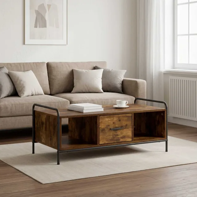 vidaXL Salontafel Gerookt eiken 99,5 x 49 x 41 cm Bewerkt hout, foto 2