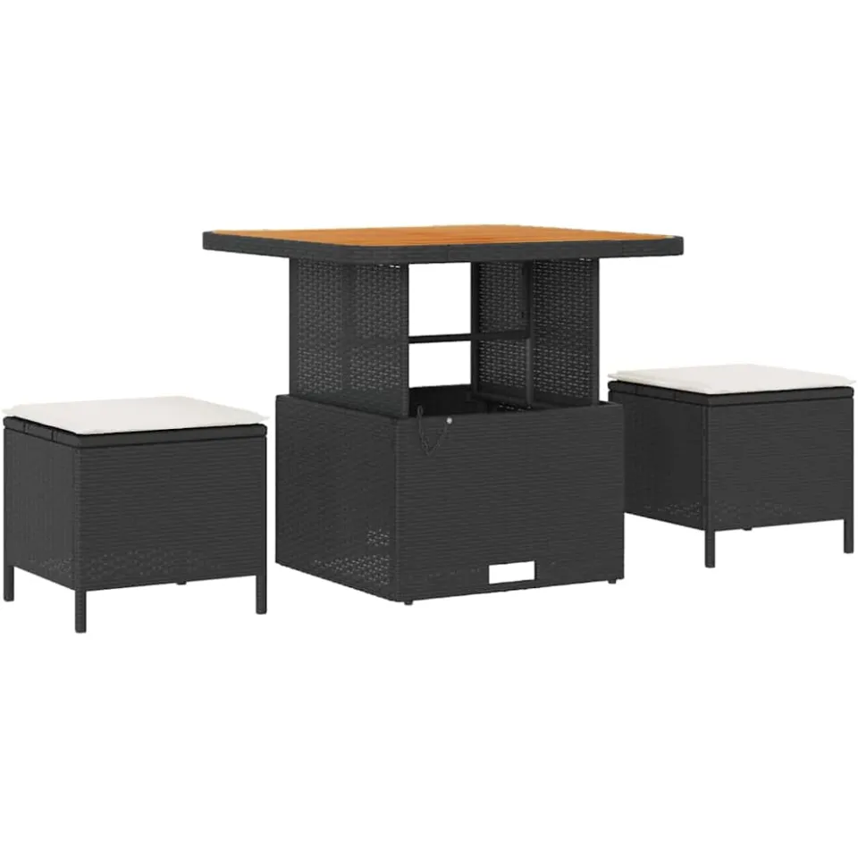 vidaXL Tuinbankenset 12 st Zwart poly rattan, foto 4