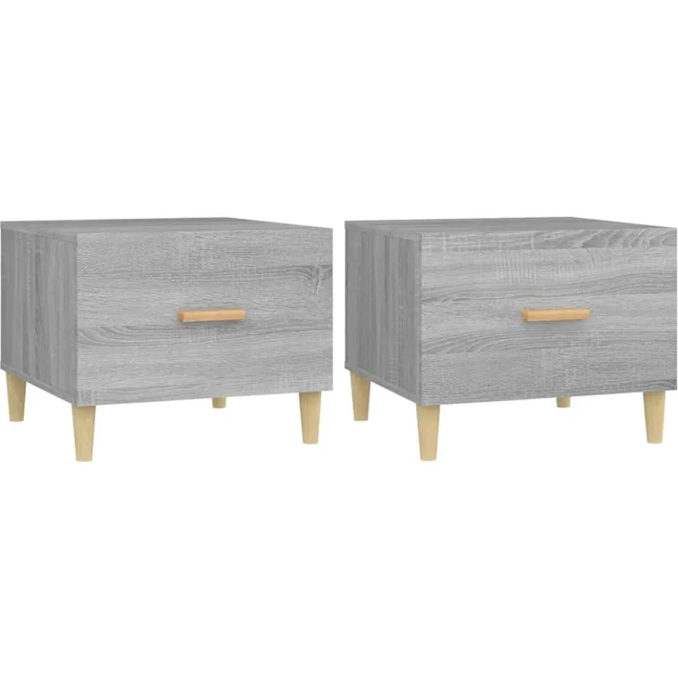 vidaXL Salontafels 2 st 50x50x40 cm bewerkt hout grijs sonoma eiken, foto 4