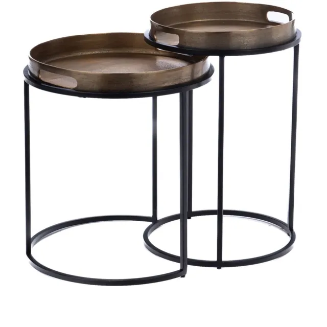 Starfurn Bijzettafel Laure - Rond Brons Metaal - Set van 2