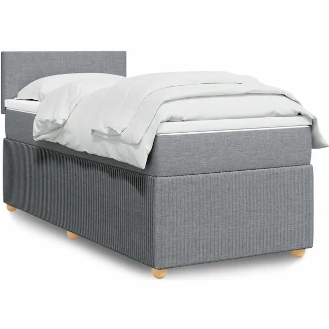 vidaXL Boxspring met matras stof lichtgrijs 80x200 cm grijs