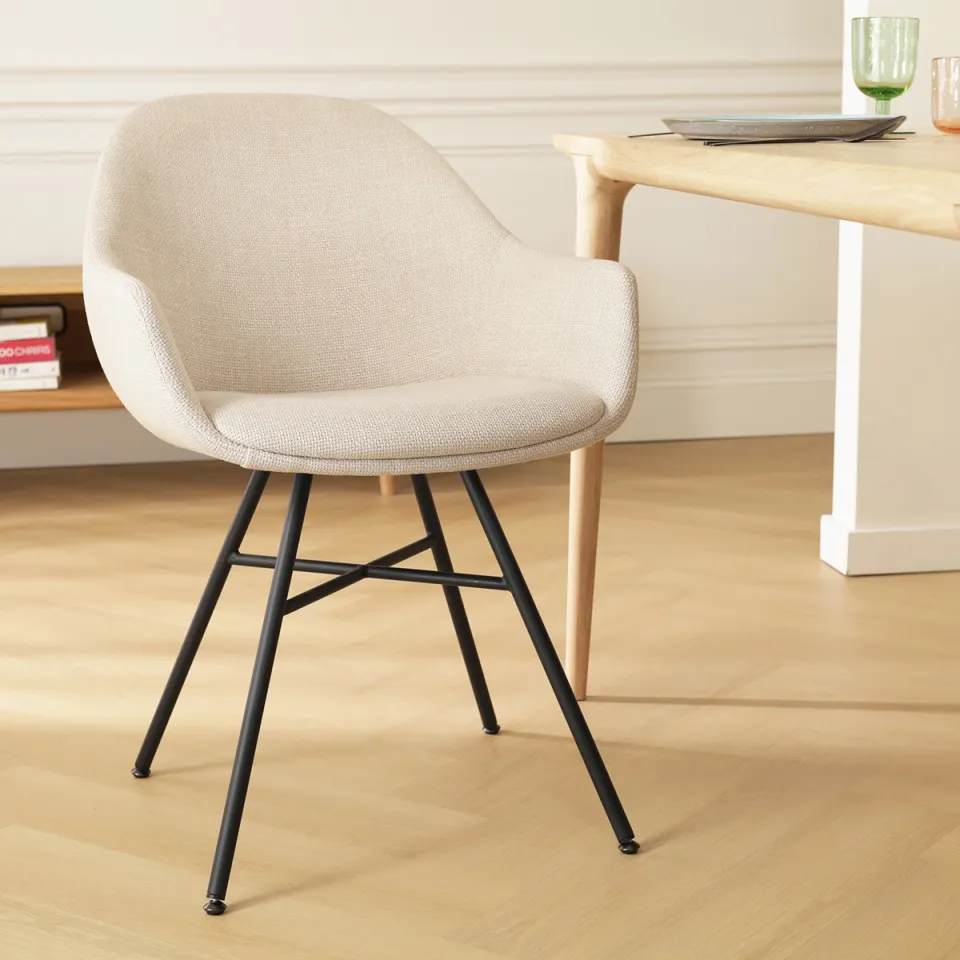 Nolon Noa-Mae eetkamerstoel beige - zwart onderstel, foto 2