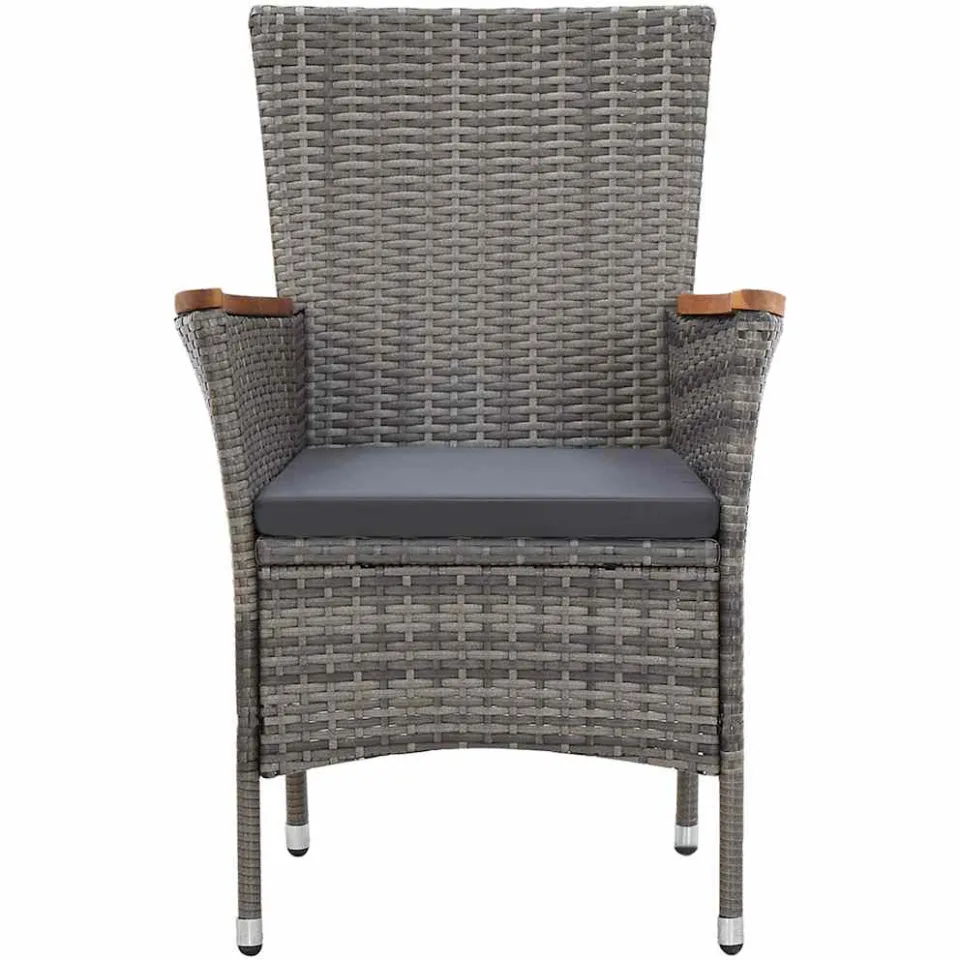 vidaXL 9-delige Tuinset met kussens poly rattan grijs