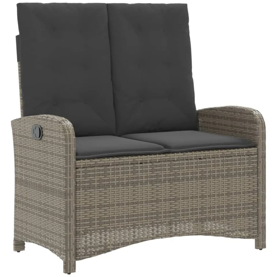 vidaXL 2-delige Tuinset met kussens poly rattan grijs, foto 4