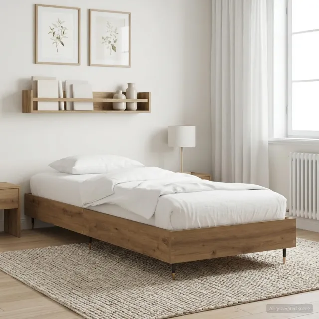 vidaXL Bedframe Artisanaal eiken 80 x 200 cm Bewerkt hout Bruin