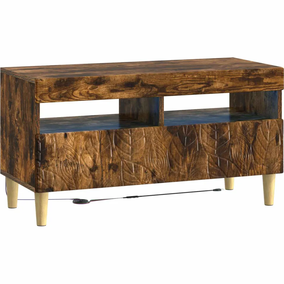vidaXL LED tv-meubel Gerookt eiken Bewerkt hout, foto 3