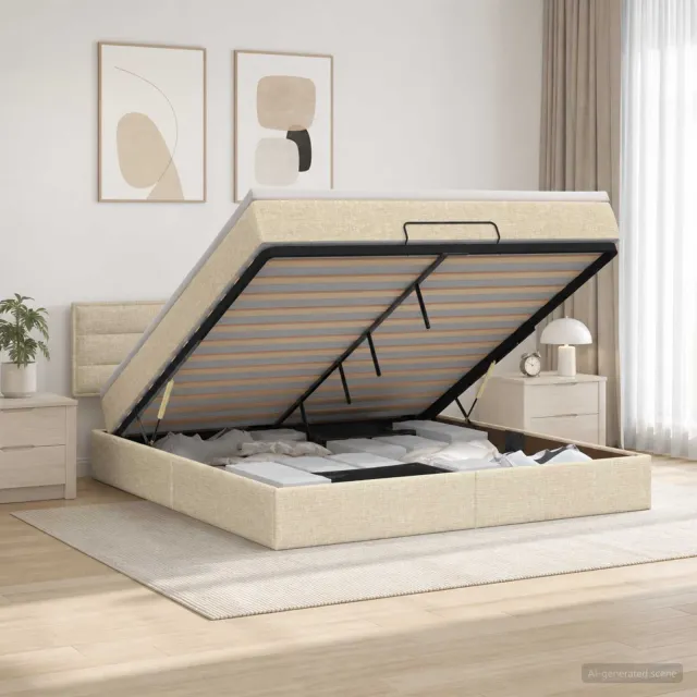 vidaXL Ottoman bed met matras Crèmekleurig 180 x 200 cm Stof