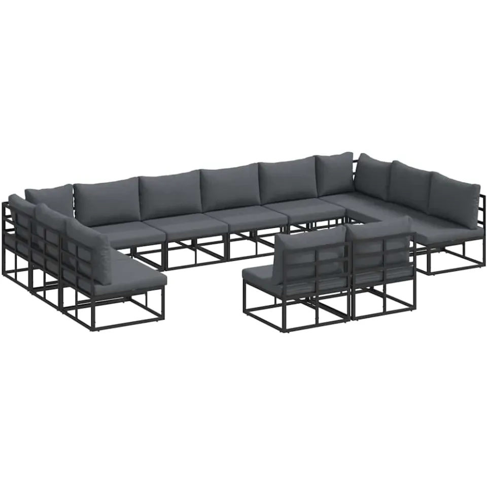 vidaXL Tuinbankenset 12 st Zwart Aluminium