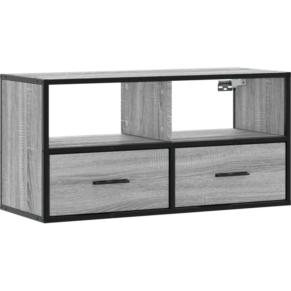 vidaXL Tv-meubel 80x31x39,5 cm bewerkt hout metaal grijs sonoma eiken, foto 3