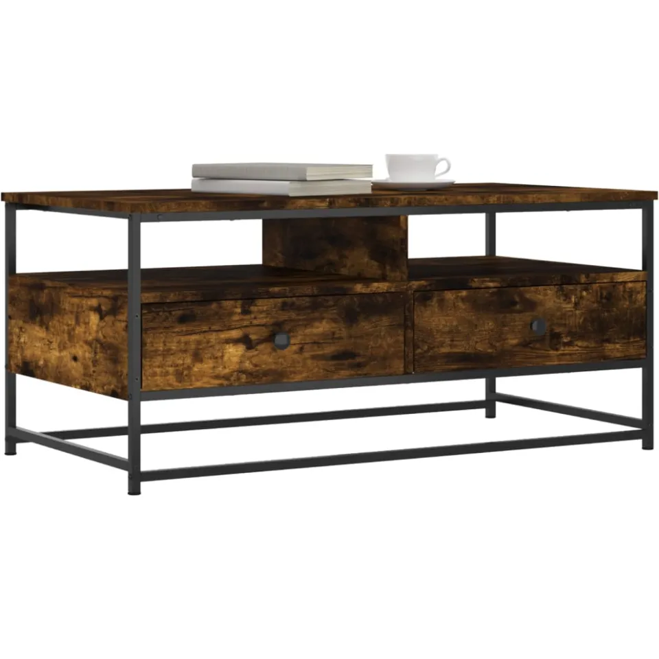 vidaXL Salontafel 100x51x45 cm bewerkt hout gerookt eikenkleurig Bruin