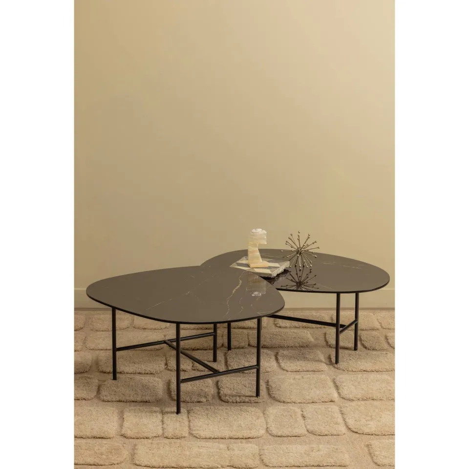 WOOOD Vajen Salontafel - Marmeren Look - Zwart - 38x70x70, foto 3