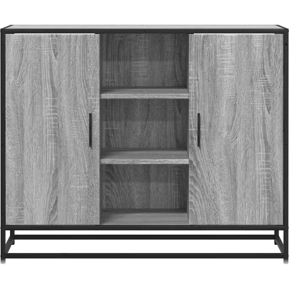 vidaXL Dressoir 92x35x76 cm bewerkt hout grijs sonoma eikenkleurig, foto 4