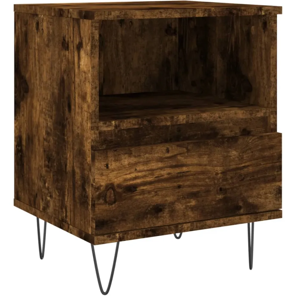 vidaXL Nachtkastje 40x35x50 cm bewerkt hout gerookt eikenkleurig, foto 3