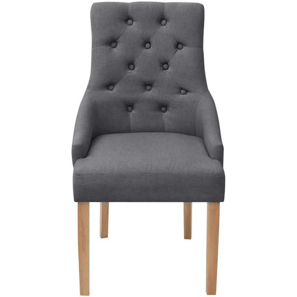 vidaXL Eetkamerstoelen 2 st stof donkergrijs grijs, foto 3