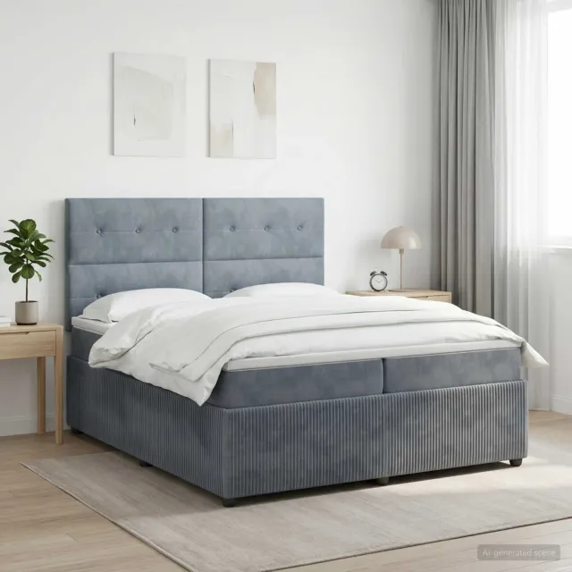 vidaXL Boxspringbed met matras Donkergrijs 200 x 200 cm Fluweel