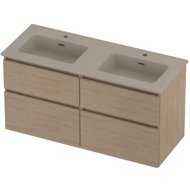 Proline Tribute Badmeubelset Porselein Elegant 4 Laden 120x46x62 cm Mat Crème Cotton Ideal Oak Eiken