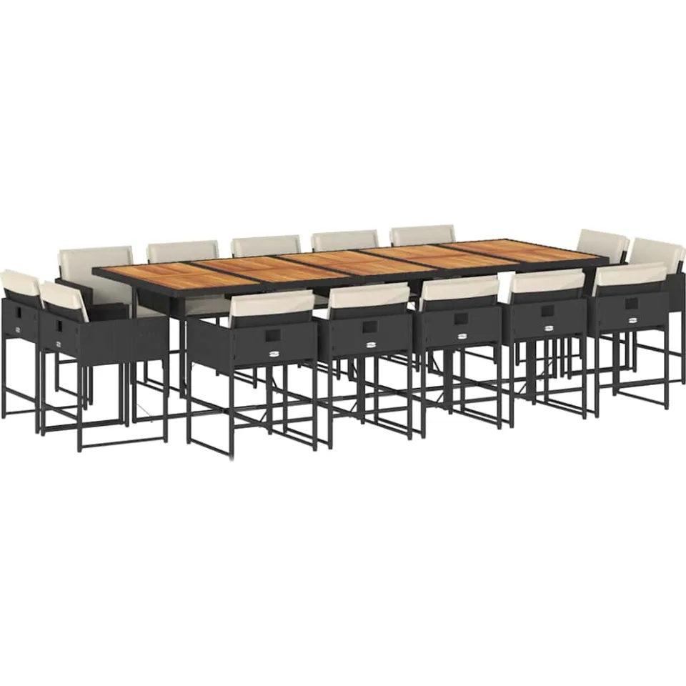 vidaXL 15-delige Tuinset met kussens poly rattan zwart, foto 4