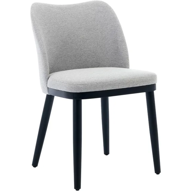 Danky Set van 2 Beklede Eetkamerstoelen - Comfortabele Stoffen Stoelen met Houten Poten - Moderne Eetstoelen voor Keuken en Woonkamer - Linnen Grijs