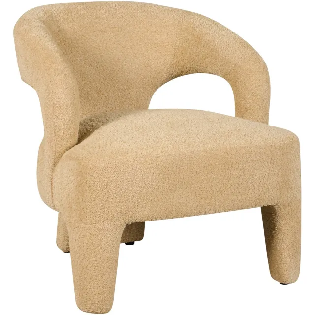 Woonexpress Fauteuil Brock - Textiel - Beige- 71x74x71 cm (BxHxD) - Boucle - Kleur Cream - Koudschuim