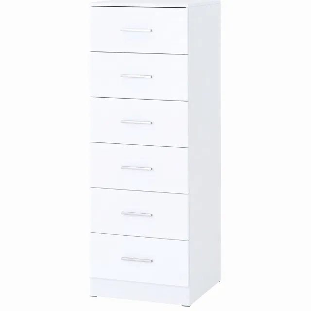 Homona Kommode met 6 lades - Met antikantelbeveiliging - 40 x 40 x 110 cm - Wit met houtnerf