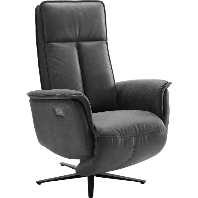 Goossens Relaxstoel Odyssey - Micro Leer - Grijs - Draaibaar - Met Armleuning microleer antraciet 67