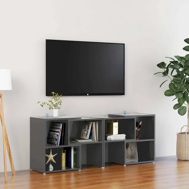 vidaXL Tv-meubel 104x30x52 cm bewerkt hout hoogglans grijs, foto 2