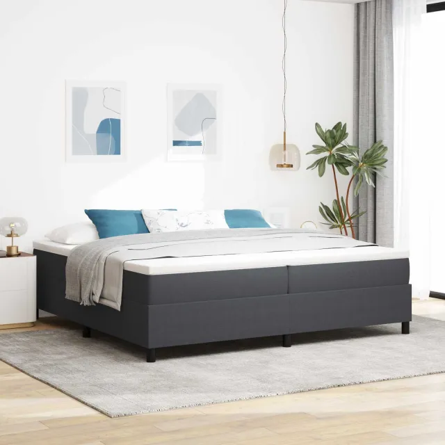 vidaXL Platform bedframe Donkergrijs 200 x 200 cm Katoen Stof