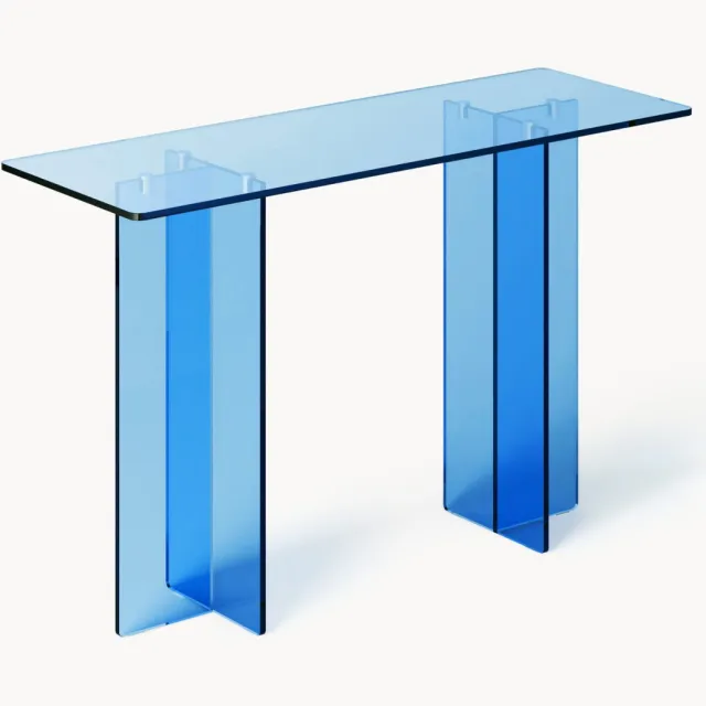 Westwing Collection Glazen wandtafel Anouk Transparant, Blauw