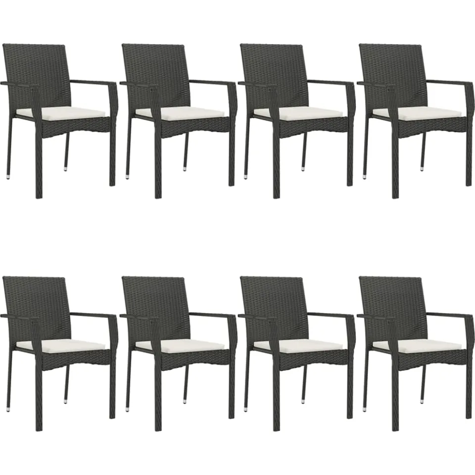 vidaXL 9-delige Tuinset poly rattan zwart, foto 3