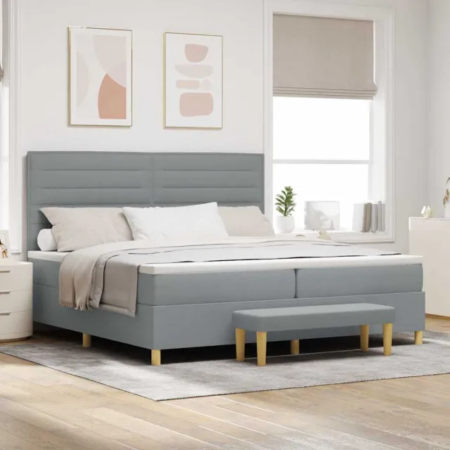 vidaXL Boxspring bed met matras Lichtgrijs 200 x 200 cm Stof