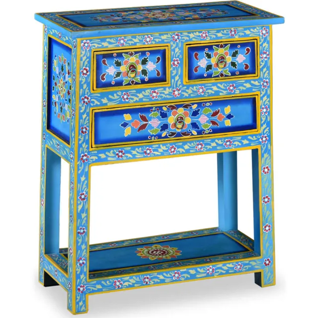 vidaXL Dressoir met lades handgeschilderd massief mangohout turquoise