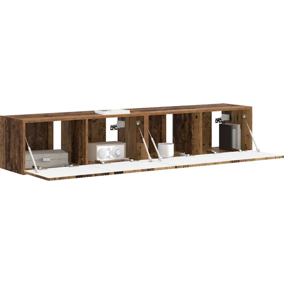 vidaXL TV Wandkast 2 st Oud hout Bewerkt hout Bruin