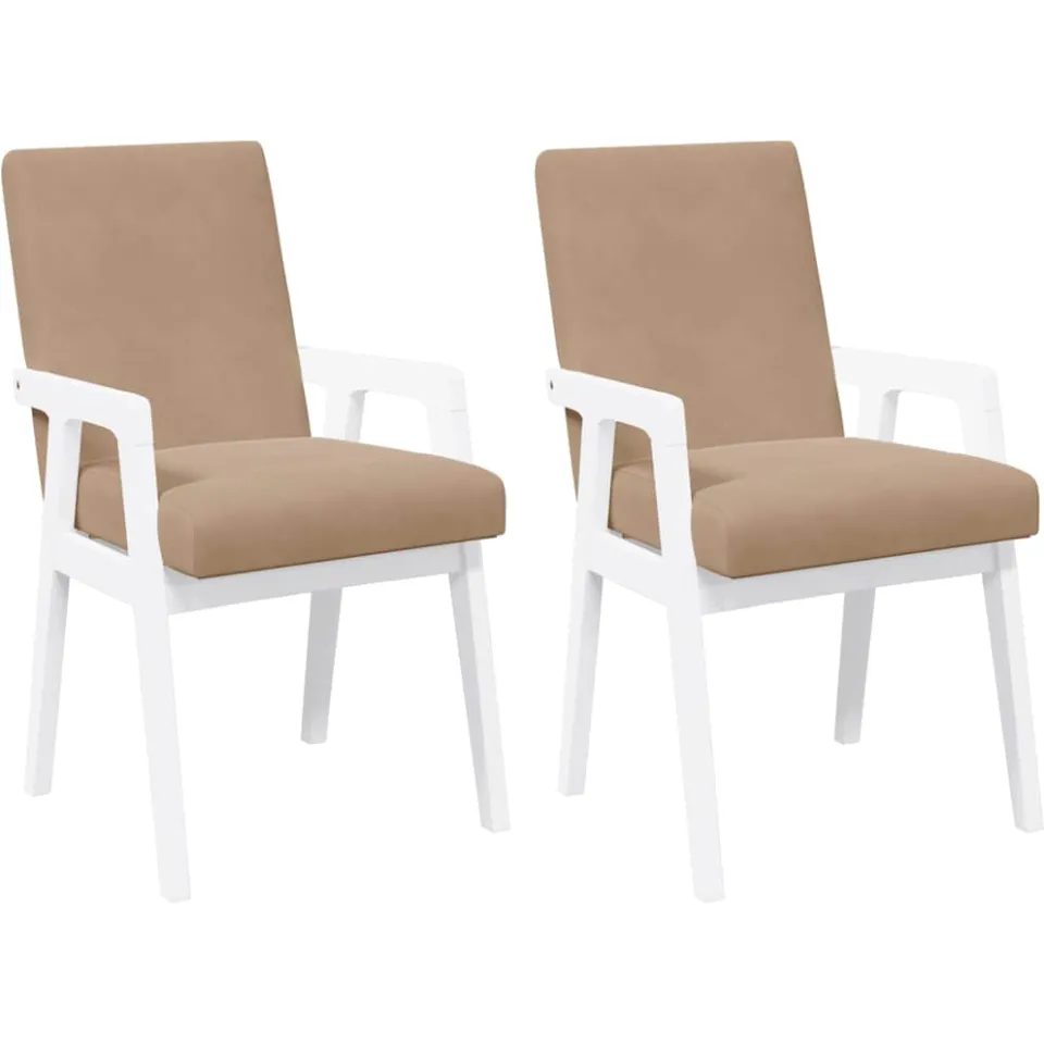 vidaXL Eetkamerstoelen met kussens 2 stuks wit massief hout rubber