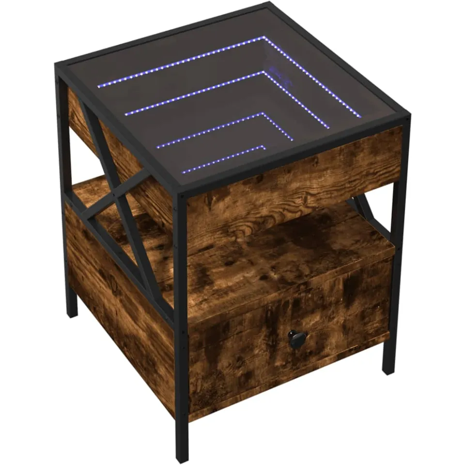 vidaXL Salontafel met Infinity LED 40x40x51 cm gerookt eikenkleurig Bruin