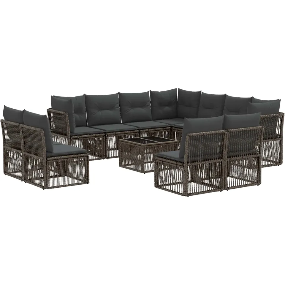 vidaXL Tuinbankenset 12 st 11-zits Grijs poly rattan, foto 3