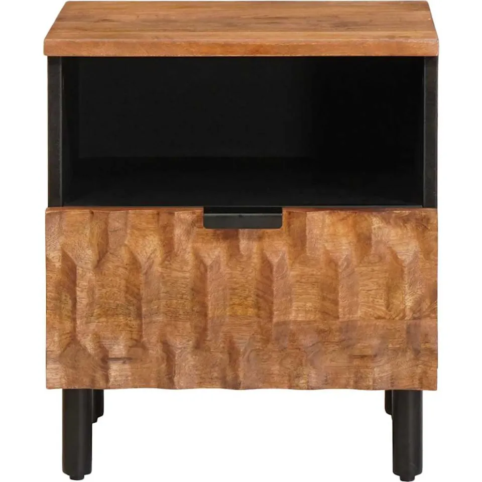 vidaXL Nachtkastje met lade Bruin 40 x 33 x 46 cm Massief Mango Hout, foto 3
