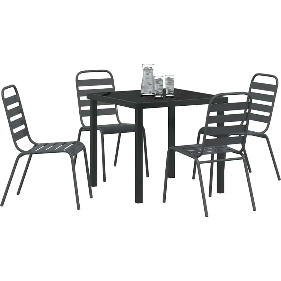 vidaXL Tuin eettafelset 5 st Antraciet Gepoedercoat staal Grijs