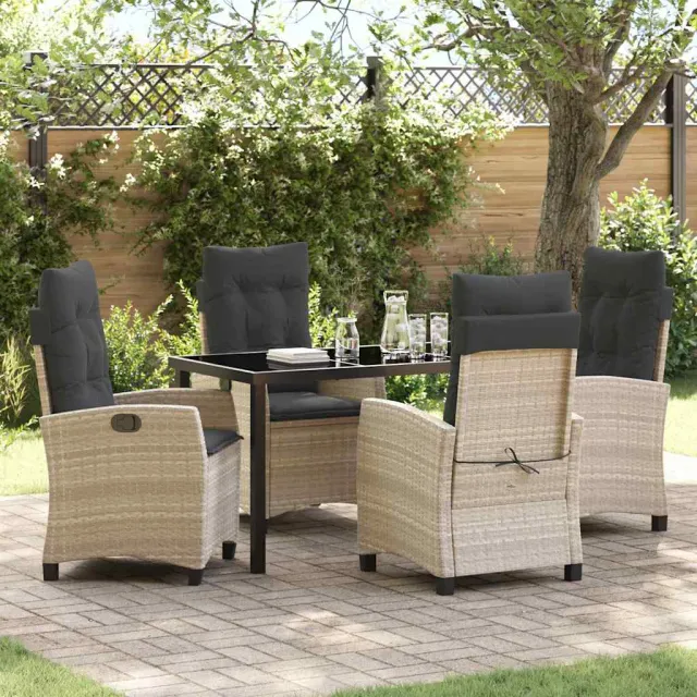 vidaXL Tuin eettafelset 5 st Lichtgrijs poly rattan