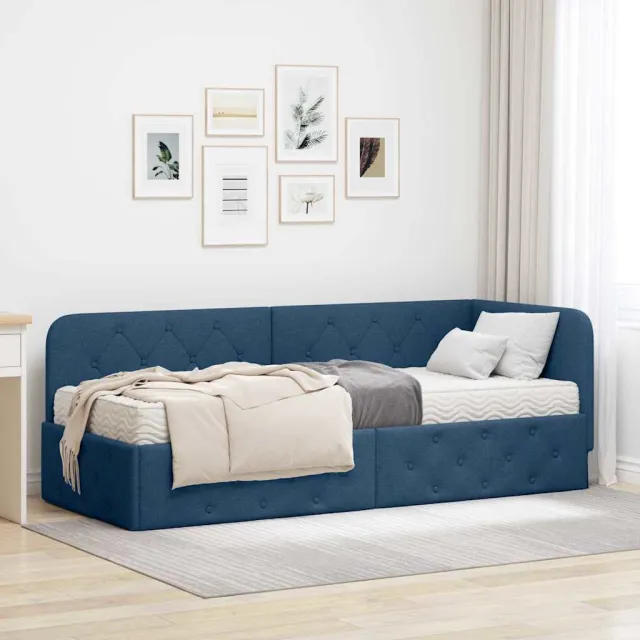 vidaXL Hoekbedframe Blauw 80 x 200 cm Stof