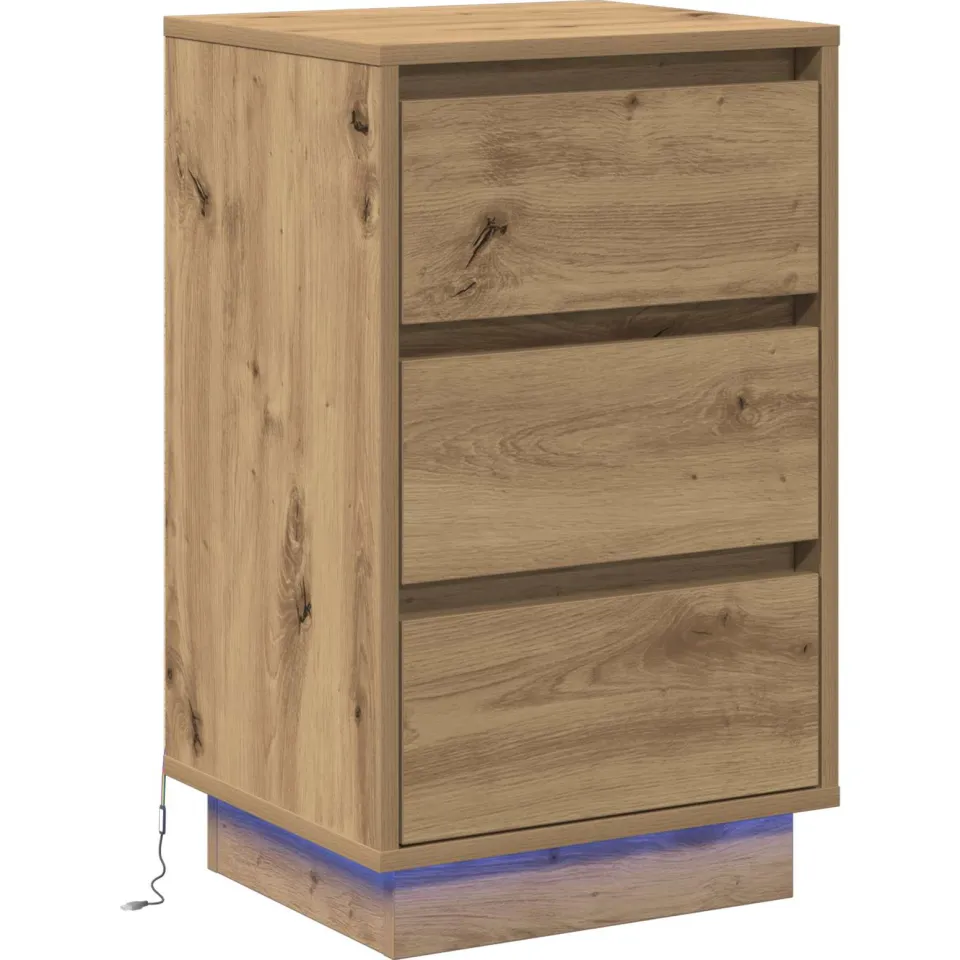 vidaXL Nachtkastje Artisan Eiken 39 x 34,5 x 65 cm Bewerkt hout, foto 3