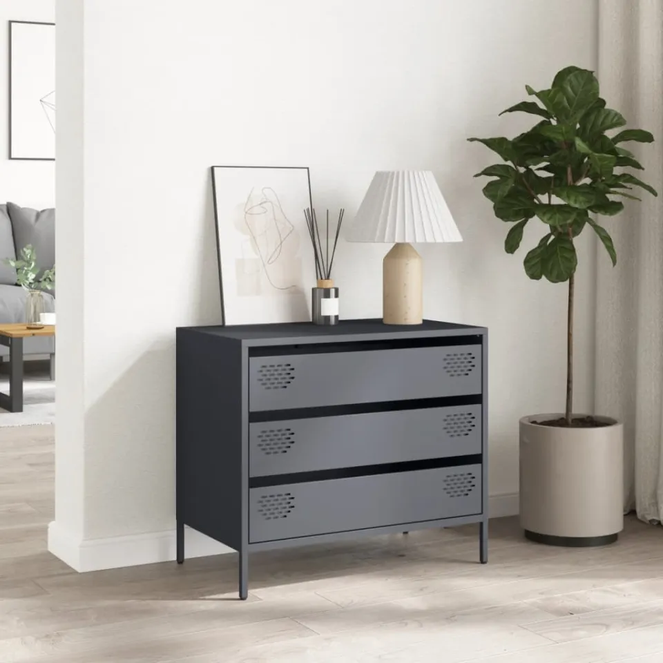 vidaXL Dressoir 68x39x58,5 cm koudgewalst staal antracietkleurig, foto 2