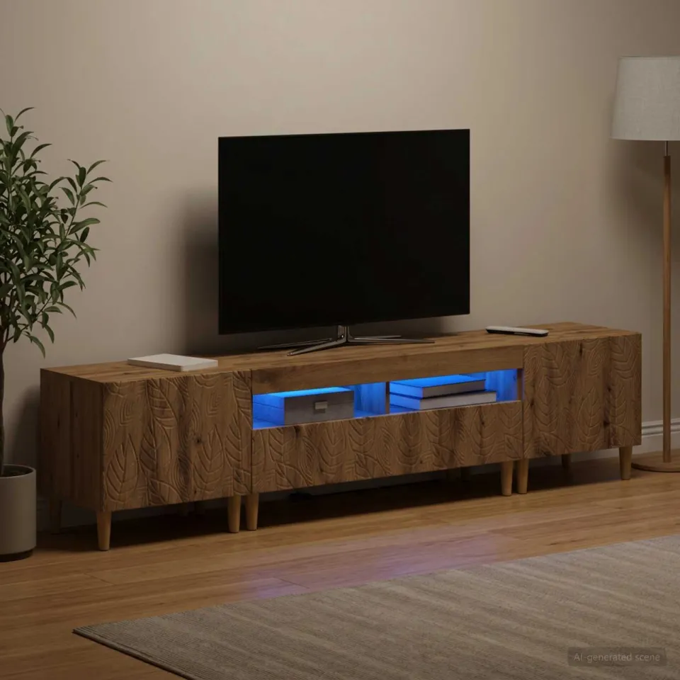 vidaXL 3-delige LED TV-kast DELFT Artisanaal eiken Bewerkt hout, foto 3