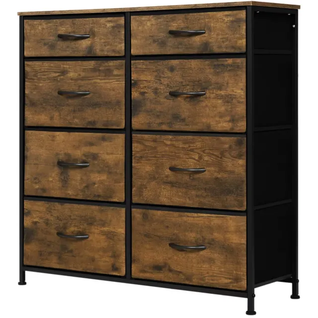 RosaBloom ladekast - Opbergkast - Dressoir - Ladenkastje - 8 lades - 86x30x98 Cm - Industrieel - Zwart/Bruin