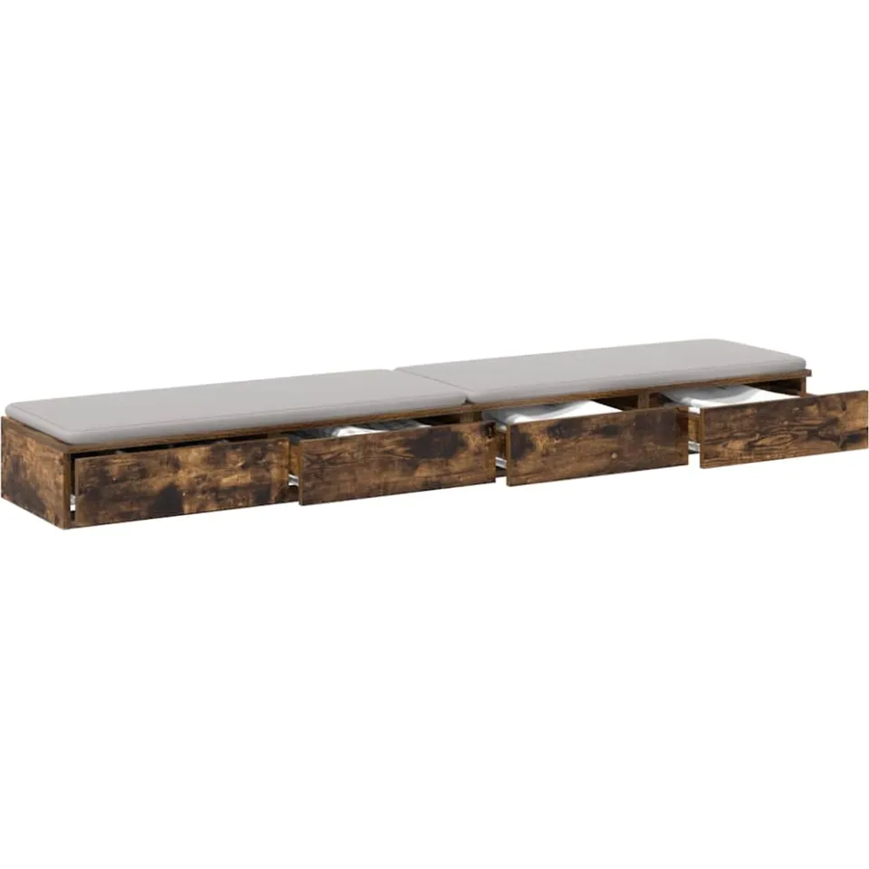 vidaXL Bedlades Gerookt eiken 180 x 36,5 x 16,5 cm Bewerkt hout Bruin