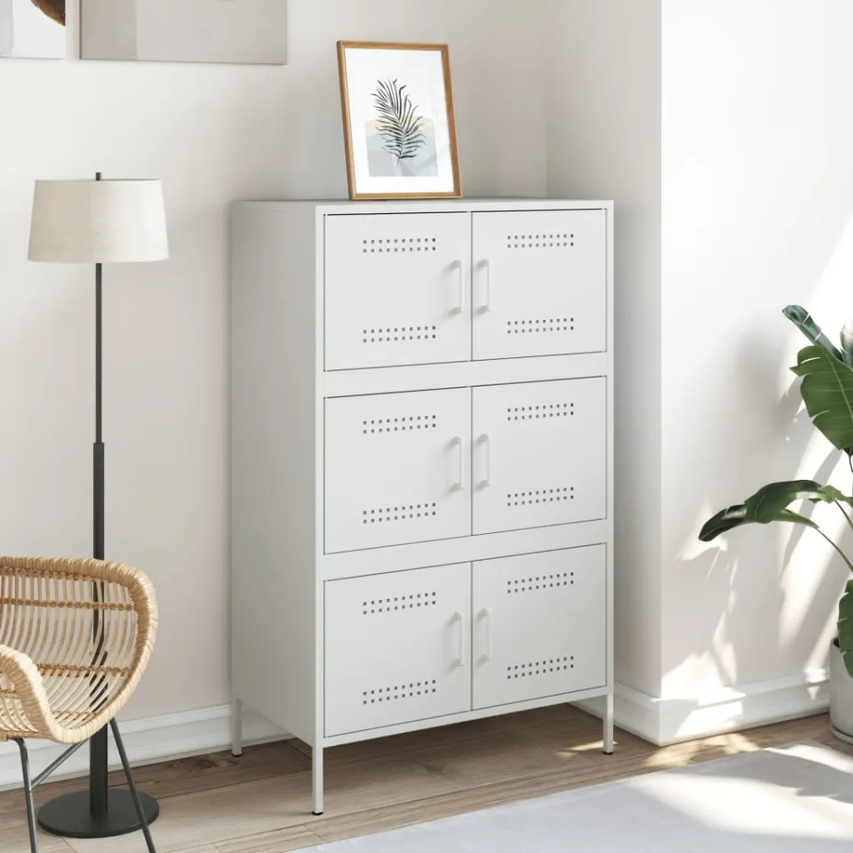 vidaXL Hoge kast 68x39x113 cm staal wit, foto 3