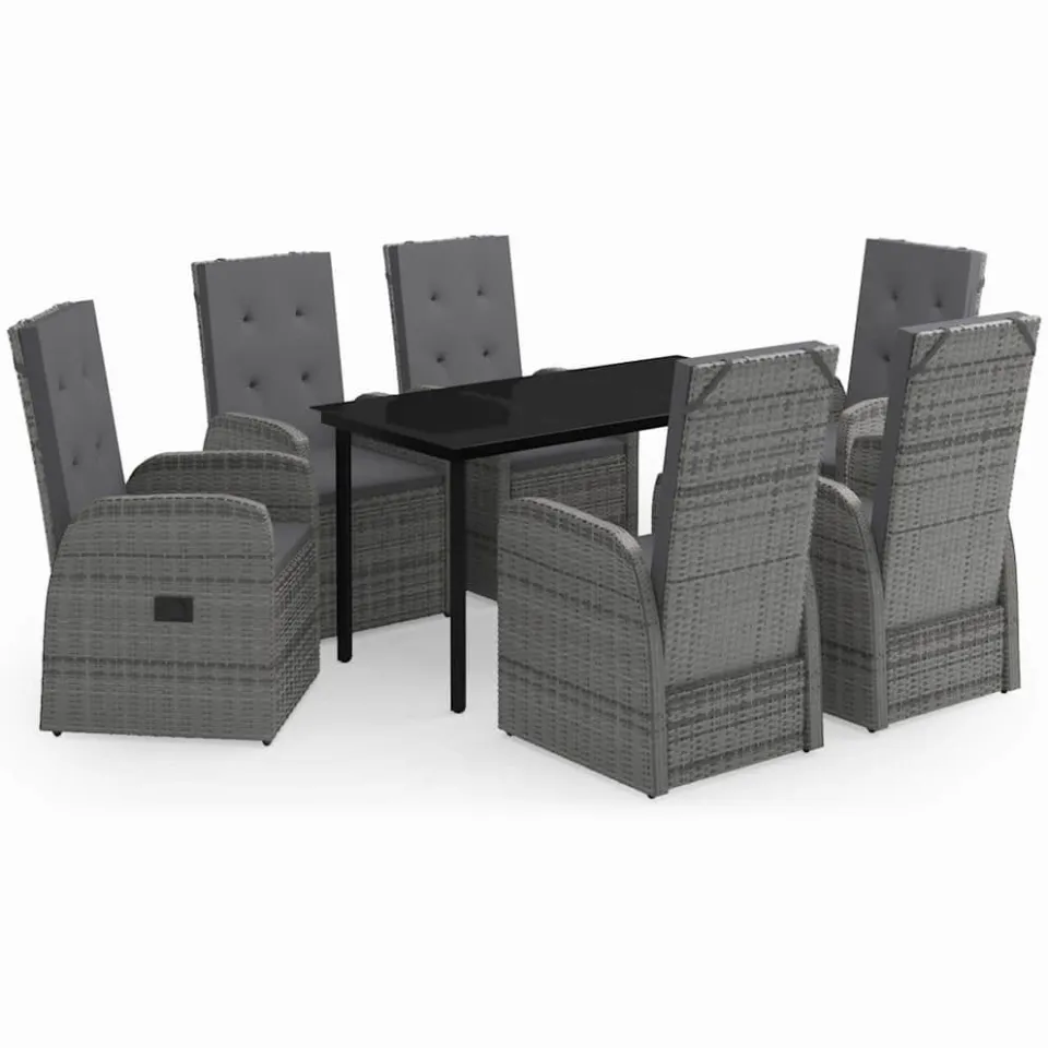 vidaXL 7-delige Tuinset met kussens grijs, foto 3