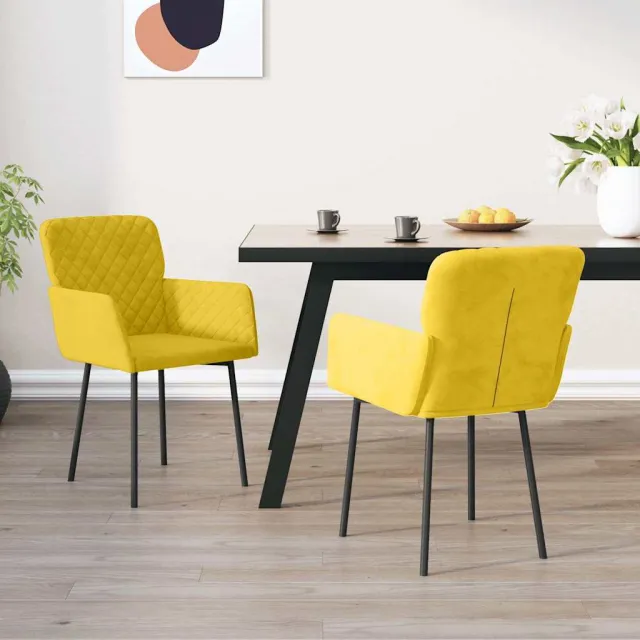 vidaXL Eetkamerstoelen 2 st fluweel geel, foto 2