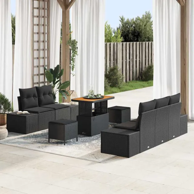 vidaXL Tuinbankenset 8 st Zwart poly rattan